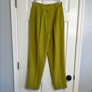 Vintage 70s green chartreuse pleated pants Partagé size 6 made in USA